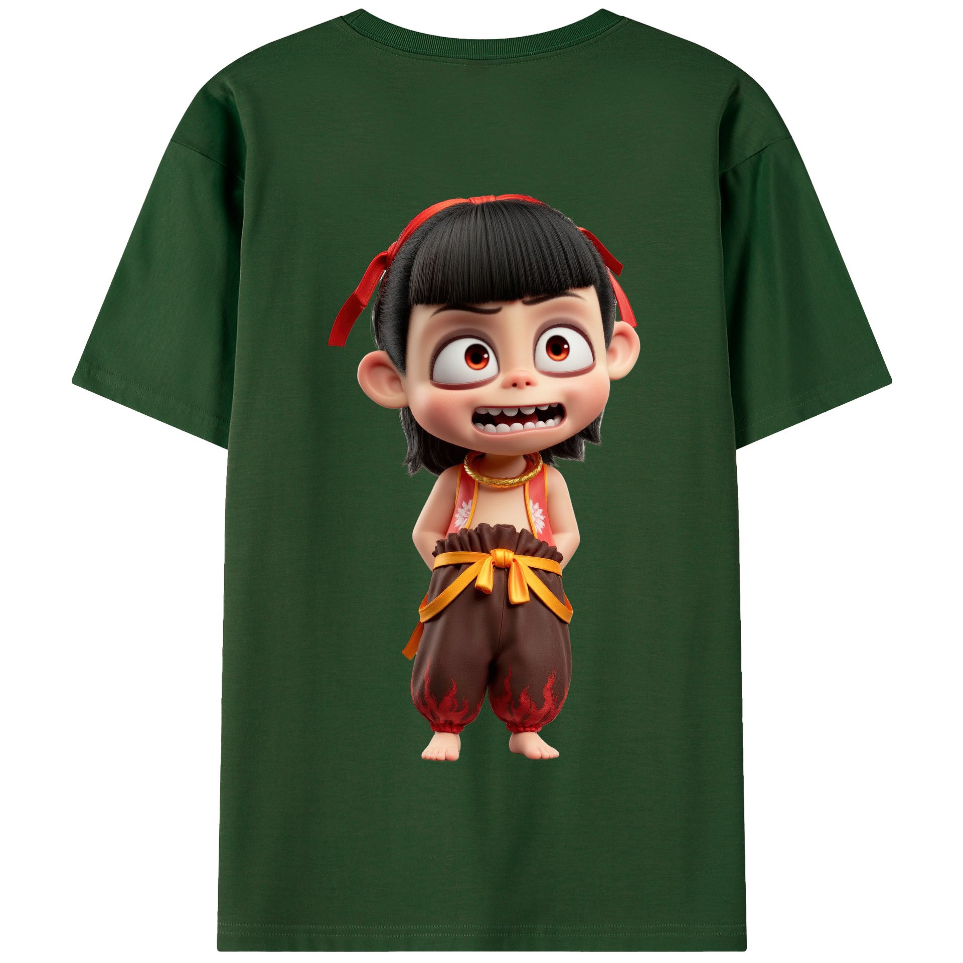 （画像用） Ne Zha 2 ナタ 魔童の大暴れ 綿100％半袖Tシャツ（背面プリント）